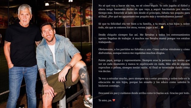 Messi despidió a su padre con una carta: “No sé cómo seguir”